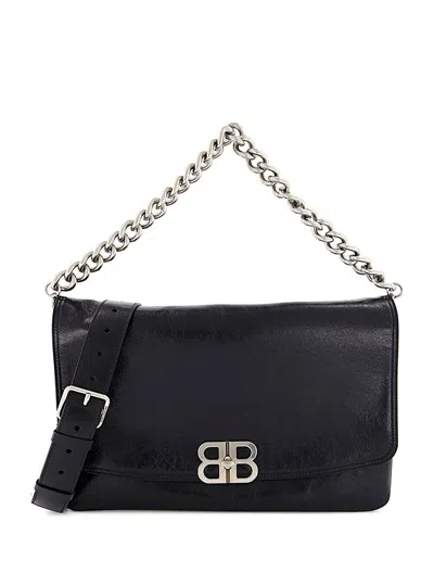 Balenciaga Black Flap Bb Soft Largeshoulder Bag
