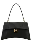 Balenciaga Medium Hourglass Soft Leather Shoulder Bag In Black