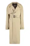Balenciaga Cotton Trench Coat With Coordinated Waist Belt In Beige