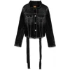 Balenciaga Denim Jacket With Lace-up Back In Black