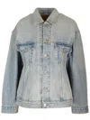 Balenciaga Hourglass-shaped Denim Jacket In Blue