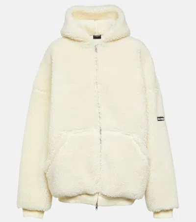 Balenciaga Outerwear Faux-shearling Hoodie In Beige
