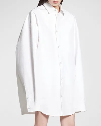 Balenciaga Outerwear Shirt Large Fit In 9140 White/white
