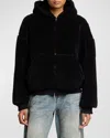 Balenciaga Crystal Embellished Velvet Zip-up Hoodie In 1000 Black