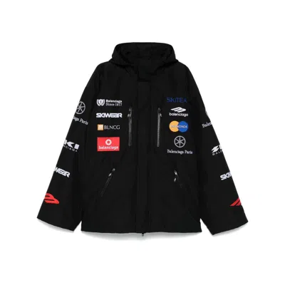 Balenciaga Logo-embroidered Ski Jacket In Black