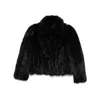 Balenciaga Black Shrunk Faux-fur Jacket In Black