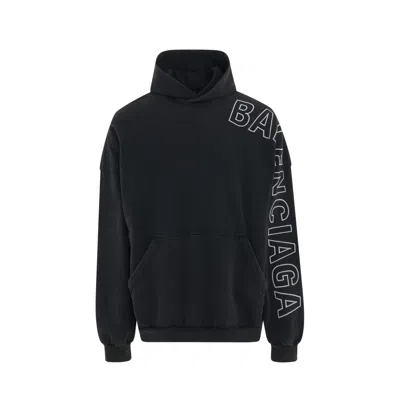 Balenciaga Outline Logo Hoodie Sweatshirt In Black
