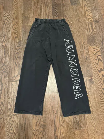 Pre-owned Balenciaga Outline Logo Sweatpants In Washed Black
