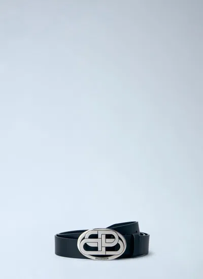 Balenciaga Oval Bb Belt In Black