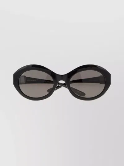 Balenciaga Oval Frame Sunglasses Dark Lenses In Black