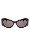 Balenciaga Oval-frame Sunglasses In Schwarz