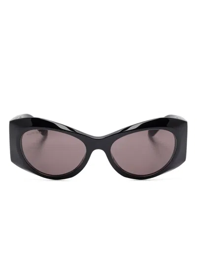 Balenciaga Oval-frame Sunglasses In Schwarz