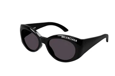 Pre-owned Balenciaga Oval Sunglasses Black/grey (bb0267s)