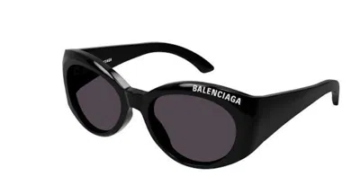 Pre-owned Balenciaga Oval Sunglasses In Black/grey (bb0267s)