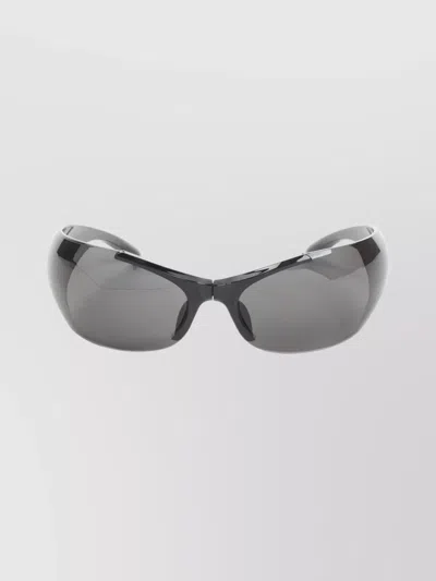 Balenciaga Oval Wraparound Sunglasses Curved Temples In Black