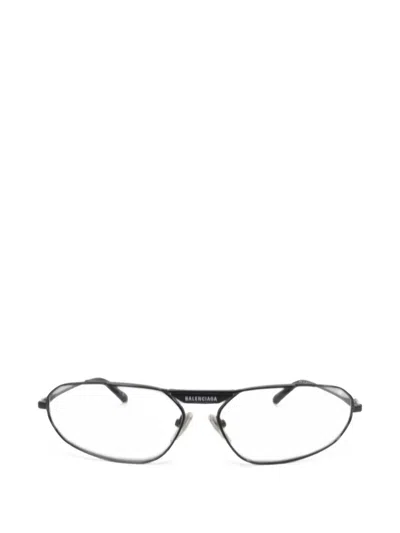 Pre-owned Balenciaga Oval-frame Metal Glasses In Black