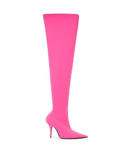 Pre-owned Balenciaga Over The Knee Neon Pink Boot