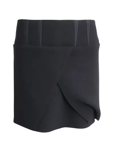 Pre-owned Balenciaga Overlapping-detail Mini Skirt In Black
