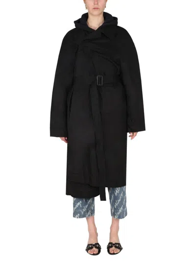 Balenciaga Oversized Carcoat With Pointed Collar For Women In Black