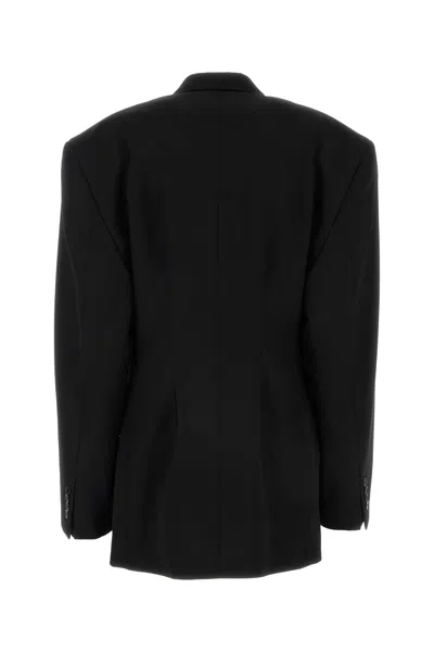 Balenciaga Oversize Cinched Barathea Blazer In Black