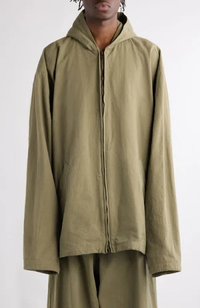 Balenciaga Oversize Cotton Hooded Jacket In 3420 Linden