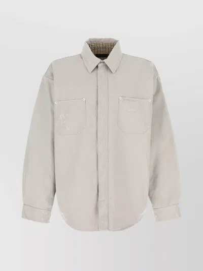 Balenciaga Oversize Cotton Shirt Chest Pockets In Neutral