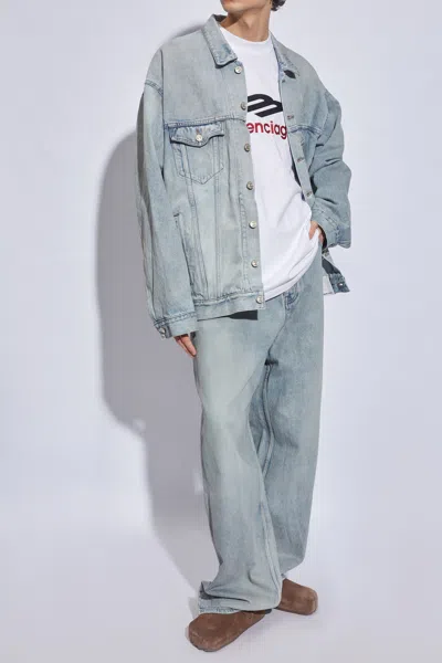 Balenciaga Off-the-shoulder Jacket In Navy
