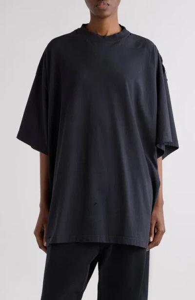 Balenciaga Oversize Graphic T-shirt In Blue