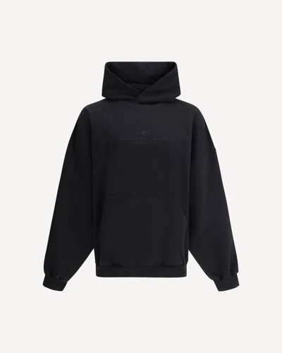 Balenciaga Relaxed-fit Cotton Hooded Sweatshirt With Design In Black