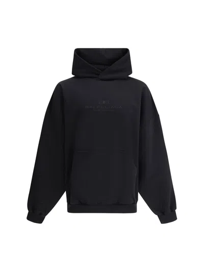 Balenciaga Men's Bb Embroidery Large Fit Hoodie In Black