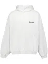 Balenciaga Cotton Hoodie Front Pocket In White