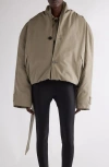 Balenciaga Oversize Insulated Crop Hooded Trench Coat In Neutral