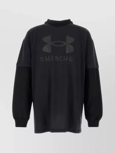 Balenciaga Oversize Layered T-shirt Long Sleeves In Black