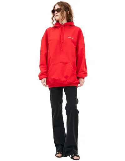 Balenciaga Oversize Logo Hoodie In Red