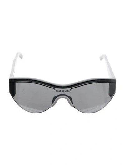 Pre-owned Balenciaga Oversize Mirrored Sunglasses In Silver/white