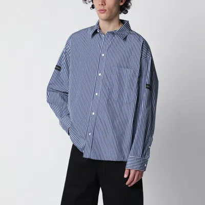 BALENCIAGA OVERSIZE NAVY BLUE AND WHITE STRIPED SHIRT