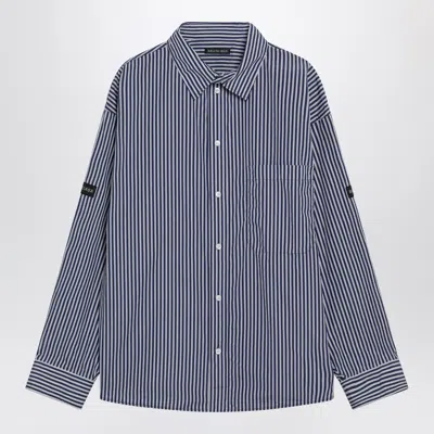 BALENCIAGA BALENCIAGA OVERSIZE NAVY BLUE AND WHITE STRIPED SHIRT