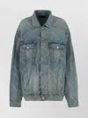 Balenciaga Oversize Printed Denim Jacket Design In Blue