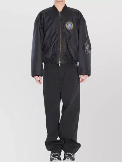 Balenciaga Oversize Ribbed Trims Sleeve Pocket In Black