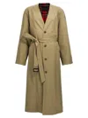 Balenciaga Check Lining Oversize Trench Coat In Beige