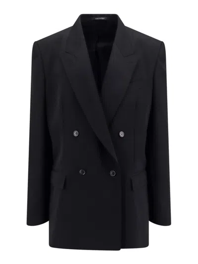 Balenciaga Double-breasted Wool-blend Blazer In Black