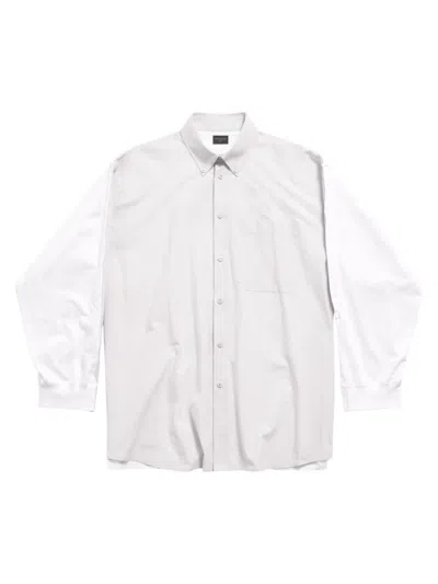 Balenciaga Oversized 3b Sports Icon Hybrid Shirt In White