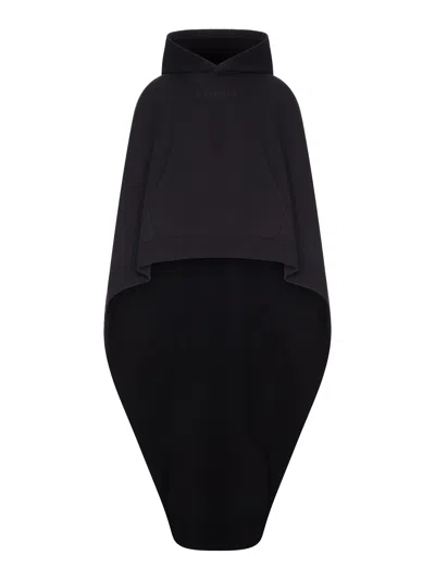 Balenciaga Oversized Asymmetric Hooded Sweatshirt Cape In Black