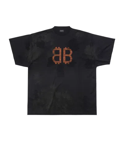 Balenciaga Oversized Bb Crypto T-shirt In Black