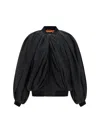 Balenciaga Draped Black Bomber Jacket In Technical Micro-faille