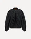 Balenciaga Black Bomber Draped Jacket With Elastic Rear Hem In Tech Fabric Woman