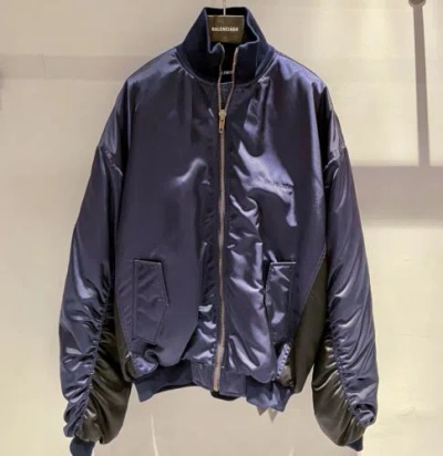 Pre-owned Balenciaga Oversized Bomber Jacket In Blue