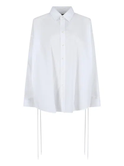 Balenciaga Oversized Button-front Shirt With Drawstring Hem In White
