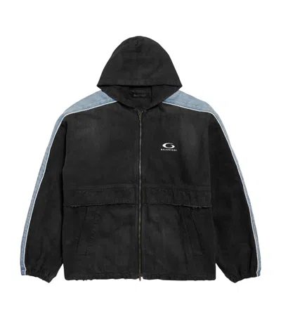 Balenciaga Oversized Contrast-detail Denim Jacket In Black