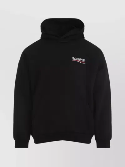 BALENCIAGA OVERSIZED COTTON HOODIE WITH KANGAROO POCKETS